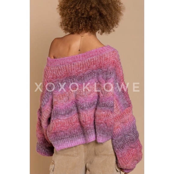 POL Pink Purple Balloon Sleeve Sweater - Picture 6 of 15